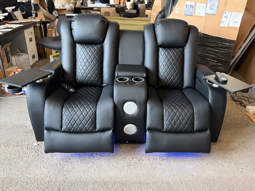 Black leather power recliner - leather,