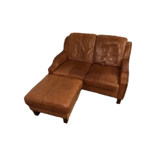 Brown real leather two - real, two-seater