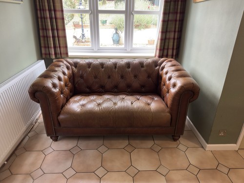 Brown leather chesterfield - leather,