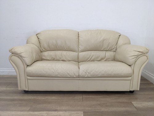Sofa seater cream - sofa, leather