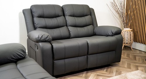 Grey leather recliner sofa 2 - leather,