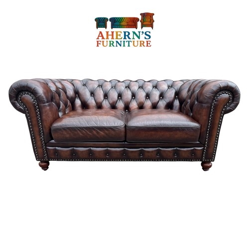 Brown leather chesterfield - leather,